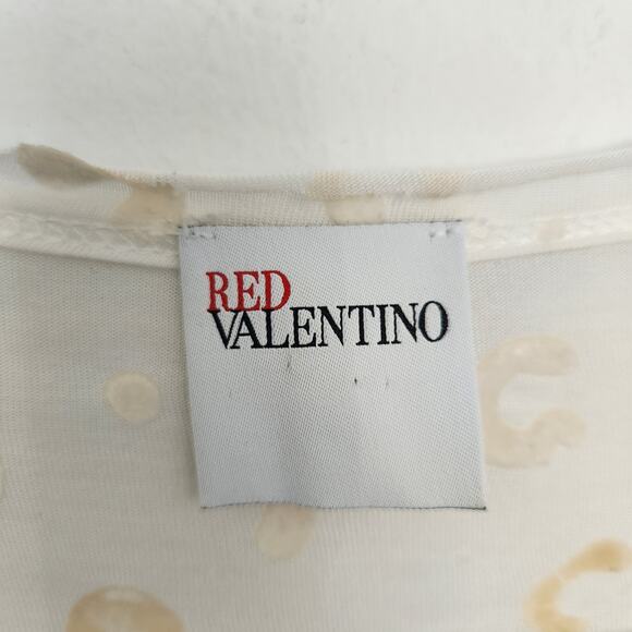 Red Valentino Modal Ruffled Top Cream M Designer - Picture 3 of 9